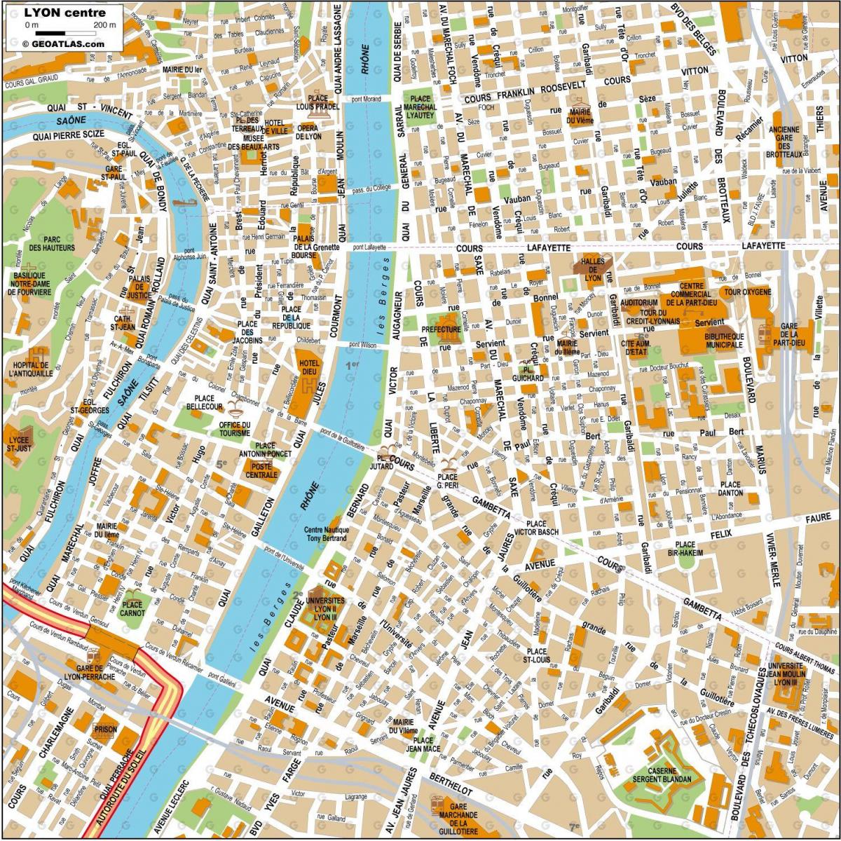 里昂市中心地图